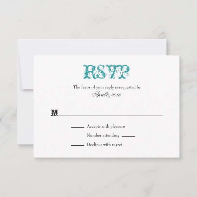 Aquamarine Schlichte RSVP-Karten RSVP Karte (Vorderseite)