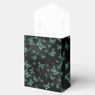 Aquamarine Schmetterlinge auf schwarz Geschenkschachtel