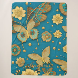 Aquamarine Schmetterlinge, Personalisierter Name d Sherpadecke