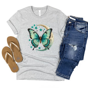 Aquamarine Schmetterlingsstars Celestizent Crescen T-Shirt