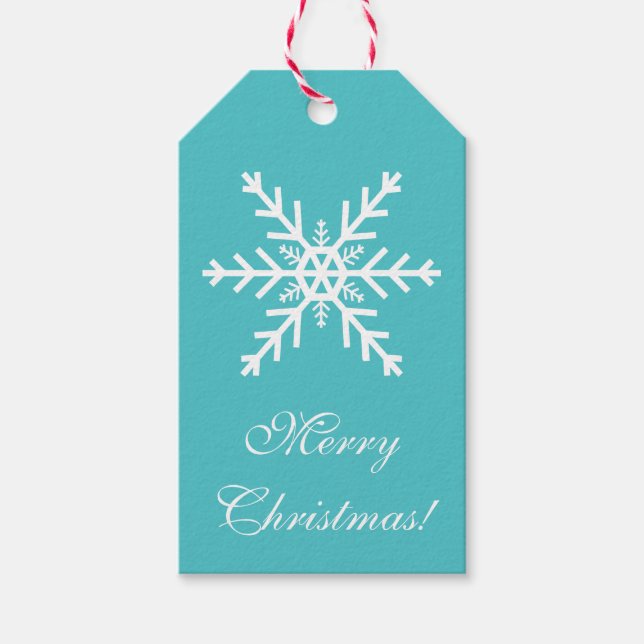 Aquamarine Schneeflocke Geschenkanhänger (Vorderseite)