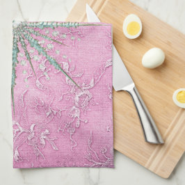 Aquamarine Schneeflocke lila Vintager Winter Geschirrtuch