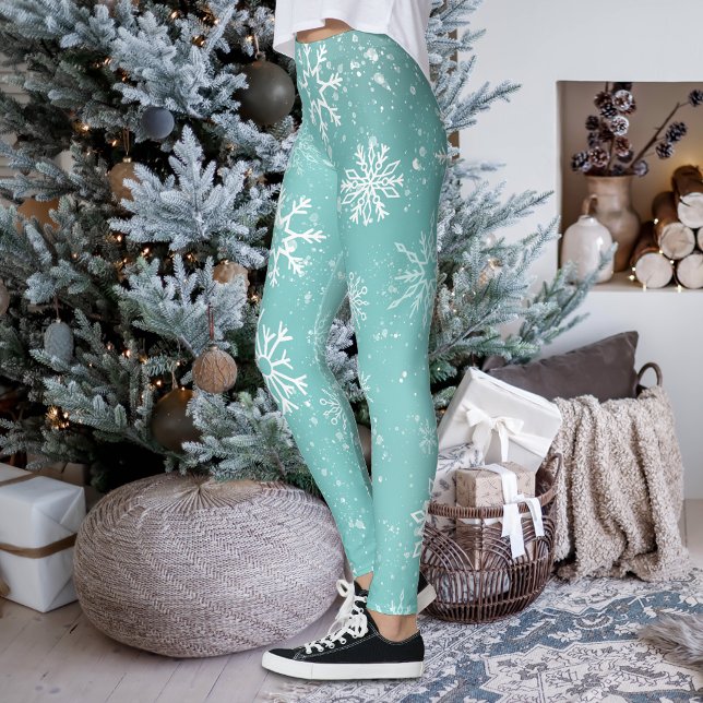 Aquamarine Schneeflocken Leggings (Von Creator hochgeladen)
