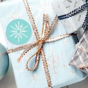 Aquamarine Schneeflocken Runder Aufkleber