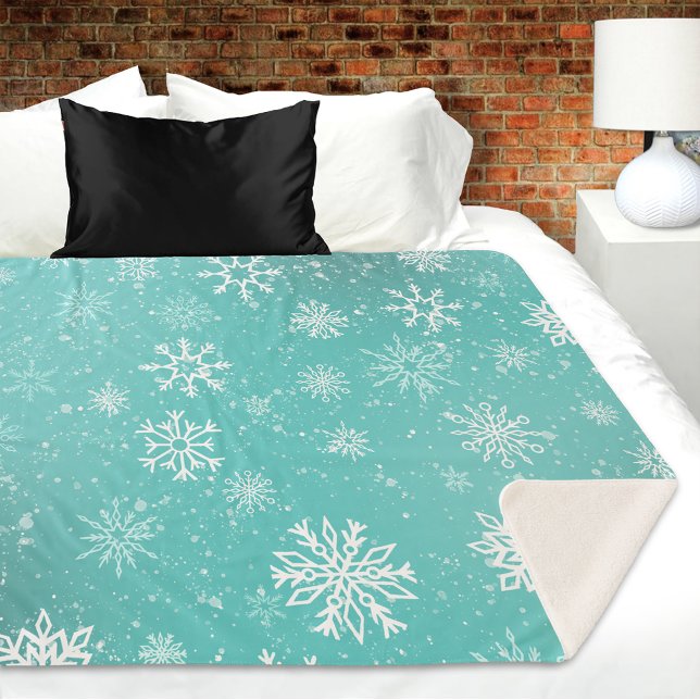 Aquamarine Schneeflocken Sherpadecke (Von Creator hochgeladen)