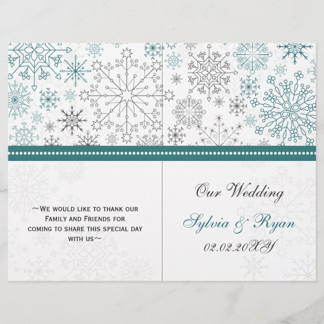 Aquamarine Schneeflocken Winterhochzeit (Vorderseite)