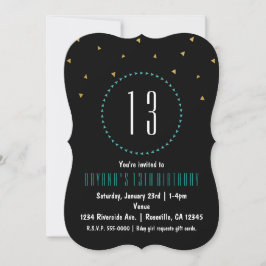 Aquamarine, schwarze Golddreiecke Moderne Party Ei Einladung