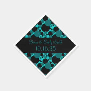 Aquamarine schwarze Kreise, anpassbare Papierservi Serviette