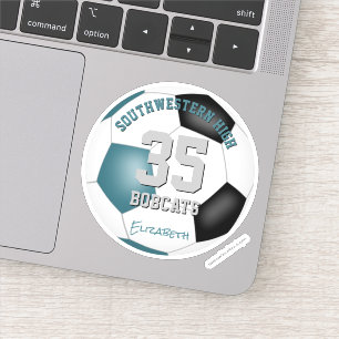 Aquamarine Schwarze Mannschaft färbt Kinderfußball Aufkleber