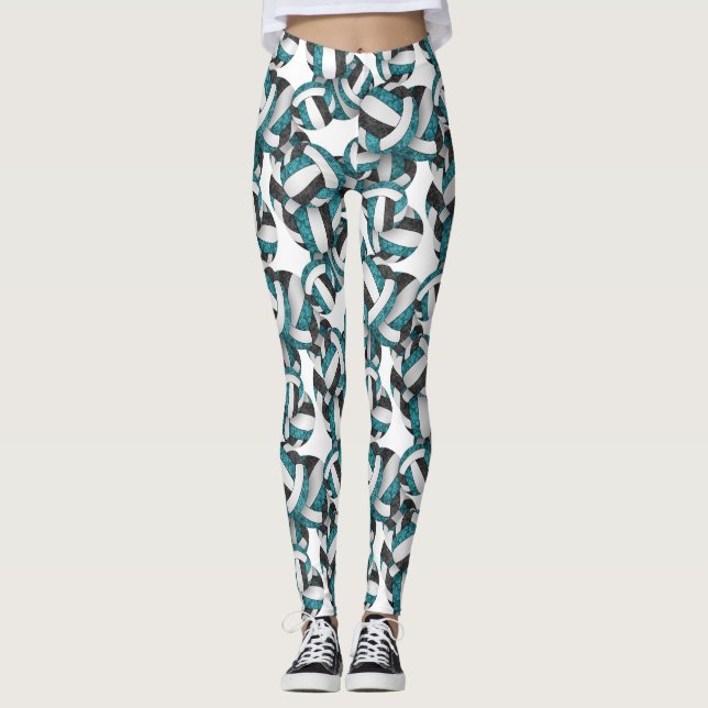 Aquamarine schwarze Mannschaftsfarben, gürtelfarbe Leggings (Vorderseite)