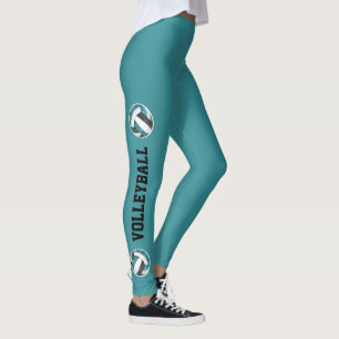 Aquamarine schwarze Mannschaftsfarben mit Volleyba Leggings