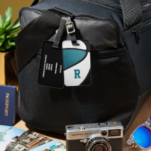 aquamarine schwarze Mannschaftsfarben personalisie Gepäckanhänger