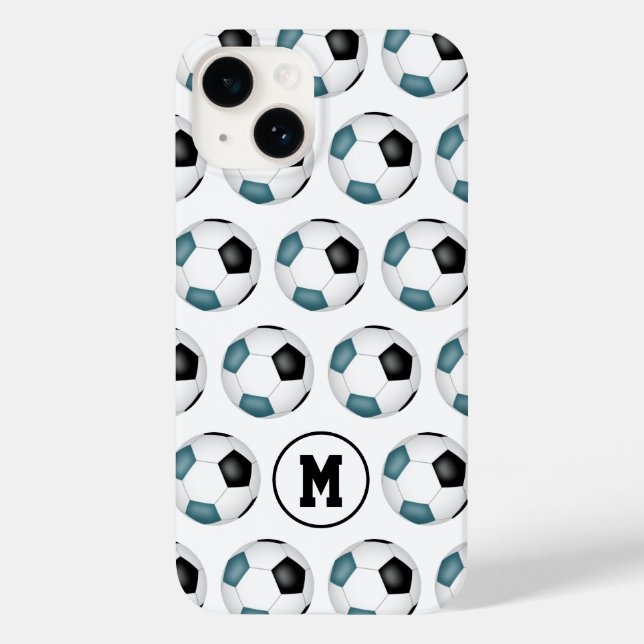 aquamarine schwarze Mannschaftssportfarben Fußball Case-Mate iPhone Hülle (Rückseite)