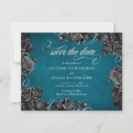 Aquamarine Schwarze Rose Hochzeit Save The Date