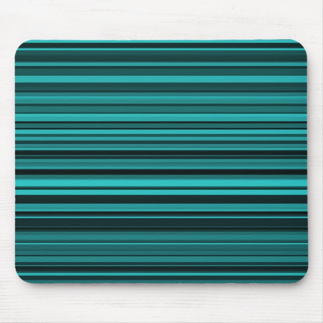 Aquamarine schwarze Streifen Mousepad (Vorne)