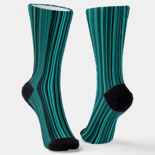 Aquamarine schwarze Streifen Nahtloses Muster Socken