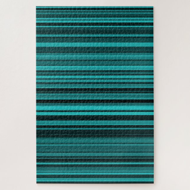 Aquamarine schwarze Streifen Puzzle (Vertikal)
