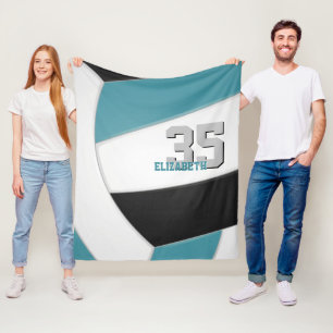 aquamarine schwarze Volleyballmannschaft - individ Fleecedecke