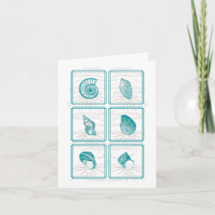 Aquamarine Seashell Collage Note Card