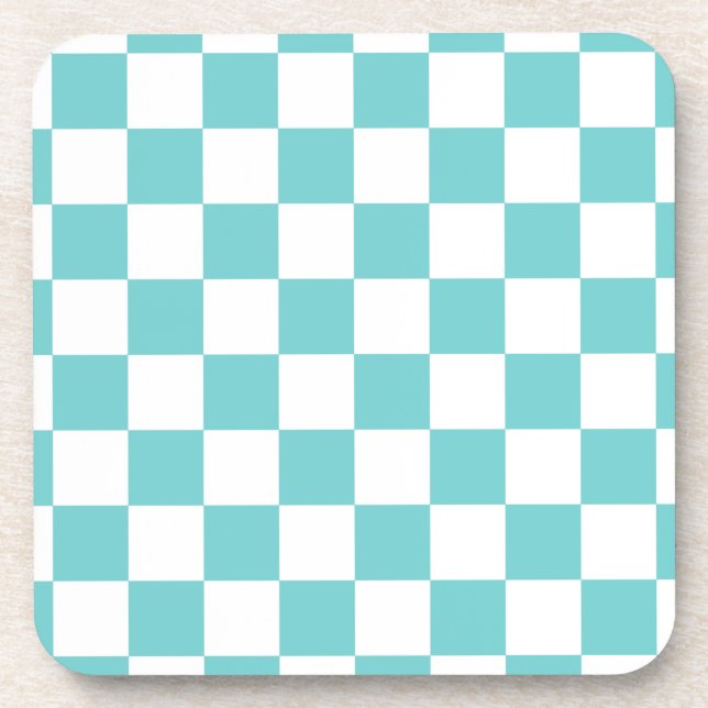 Aquamarine Sky-Checkboard Getränkeuntersetzer (Vorderseite)