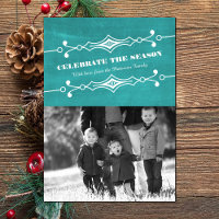 Aquamarine Slanted Chalkboard Holiday Foto Flat Ca