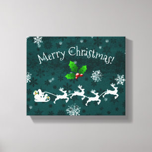 Aquamarine Sleigh und Rentier Canvas Print Leinwanddruck