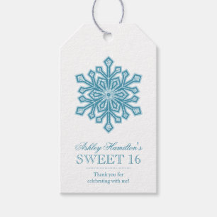 Aquamarine Snowflake Imitate Glitzer Sweet 16 Wint Geschenkanhänger