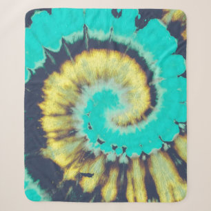 Aquamarine Spirale Abstrakt. Tye Dye Shirt Circle. Sherpadecke