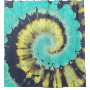 Aquamarine Spirale: Grunge Hippie Texture. Duschvorhang