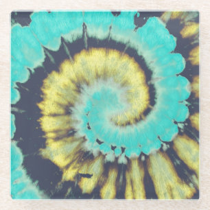 Aquamarine Spirale: Grunge Hippie Texture. Glasuntersetzer