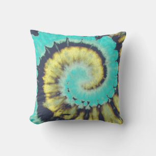 Aquamarine Spirale: Grunge Hippie Texture. Kissen