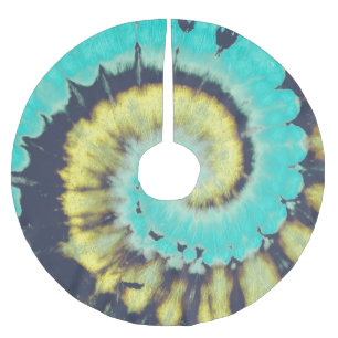 Aquamarine Spirale: Grunge Hippie Texture. Polyester Weihnachtsbaumdecke