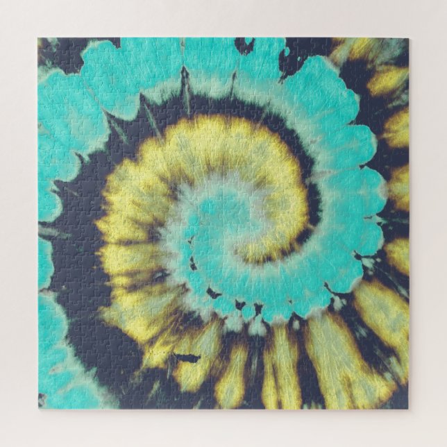 Aquamarine Spirale: Grunge Hippie Texture. Puzzle (Vertikal)