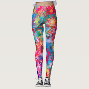 Aquamarine Splash Abstraction Leggings