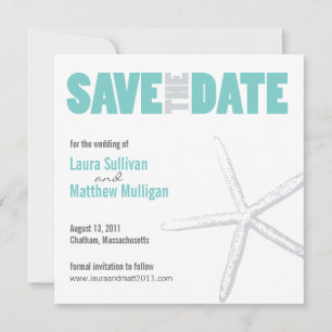 Aquamarine Starfish Hochzeit speichern Sie das Dat Save The Date