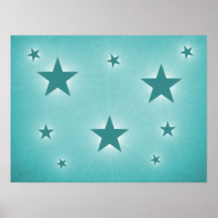 Aquamarine Sterne im Night Sky Poster