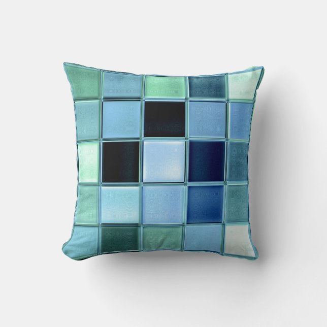 AquaMarine-Strand-Wurfs-Kissen-Mosaik-Kunst Kissen (Vorderseite)