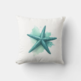 Aquamarine Strandküste Meereswelt Starfish Kissen