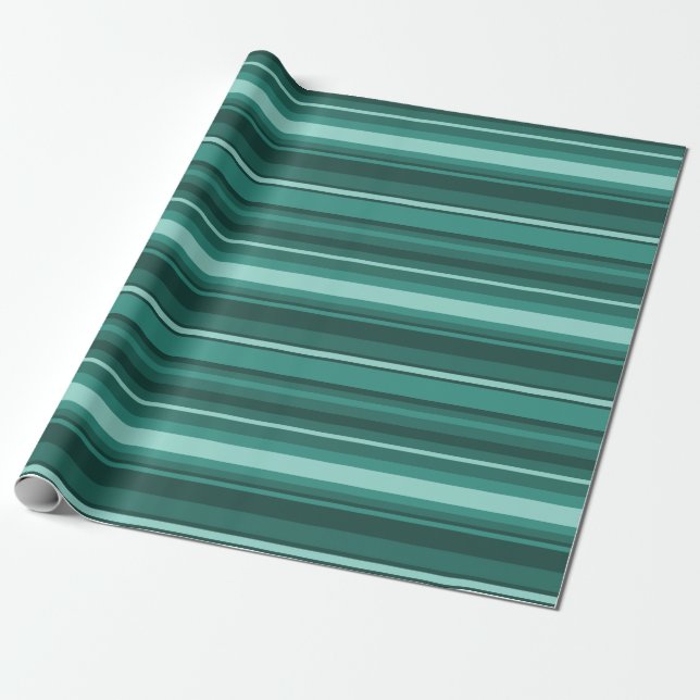 Aquamarine Streifen Geschenkpapier (Ungerollt)