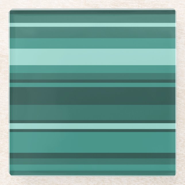 Aquamarine Streifen Glasuntersetzer (Vorderseite)