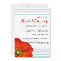 Aquamarine Streifen mit rotem Mohn, Minze, Hochzei