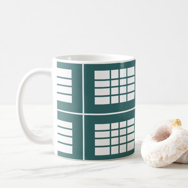 Aquamarine Streifen Muster Moderne Moderne Moderne Kaffeetasse (Mit Donut)