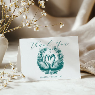 Aquamarine Swan Lake Wedding Dankeschön Karte Ro