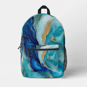 Aquamarine Tiefen: Abstrakte ozeanische Impression Bedruckter Rucksack