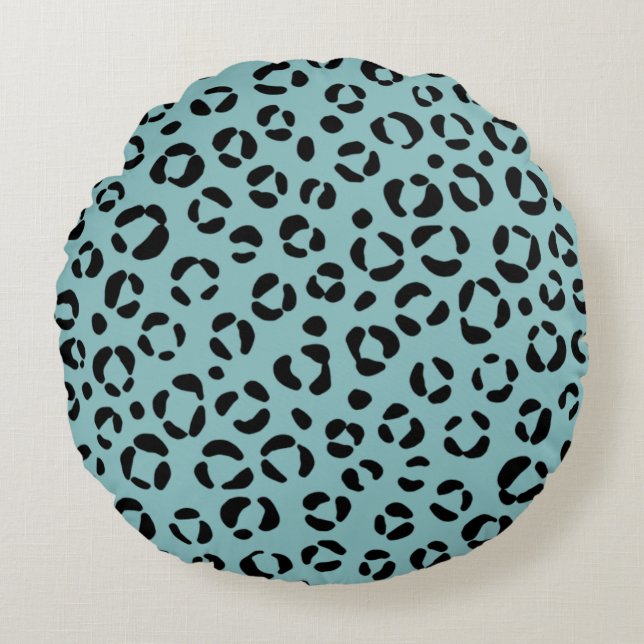 Aquamarine Tierausdrucke Rundes Kissen (Vorderseite)