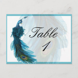 Aquamarine Tischnummer von Blue Peacock Plume