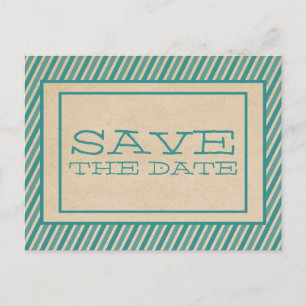Aquamarine trendy Streifen Save the Date Postkarte