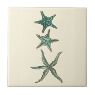 Aquamarine Triple Starfish Fliese
