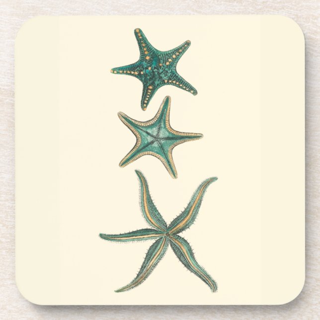 Aquamarine Triple Starfish Getränkeuntersetzer (Vorderseite)