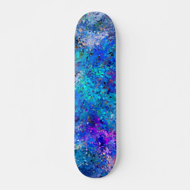 Aquamarine Tropfen Abstraktion in blaurosa Skateboard (Vorne)